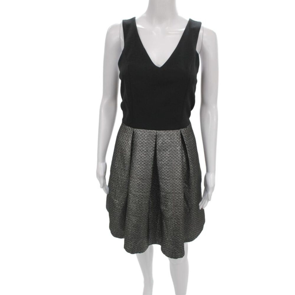 Sinequanone Womens Fit & Flare Black Cotton V-Neck Sleeveless Dress Zip Size 40